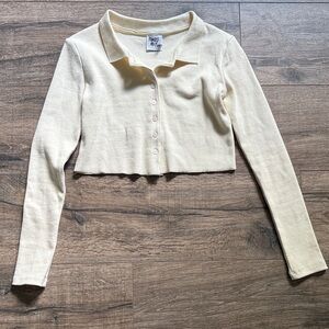 Princess Polly Cream Cropped Button-Up